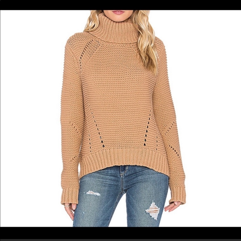 Joes jeans chunky knit asymmetrical hem turtle neck sweater sz m LAST PRICE